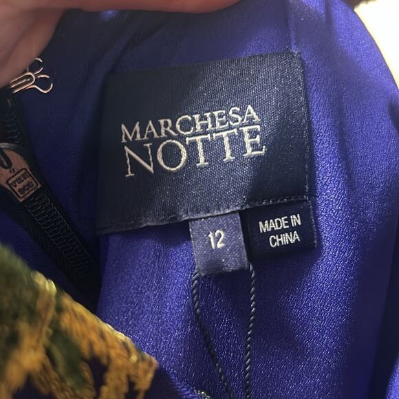 Marchesa Notte Asymmetric Floral Embroidered Gown Dress Hi-Low Tulle Skirt NWT - Picture 8 of 12